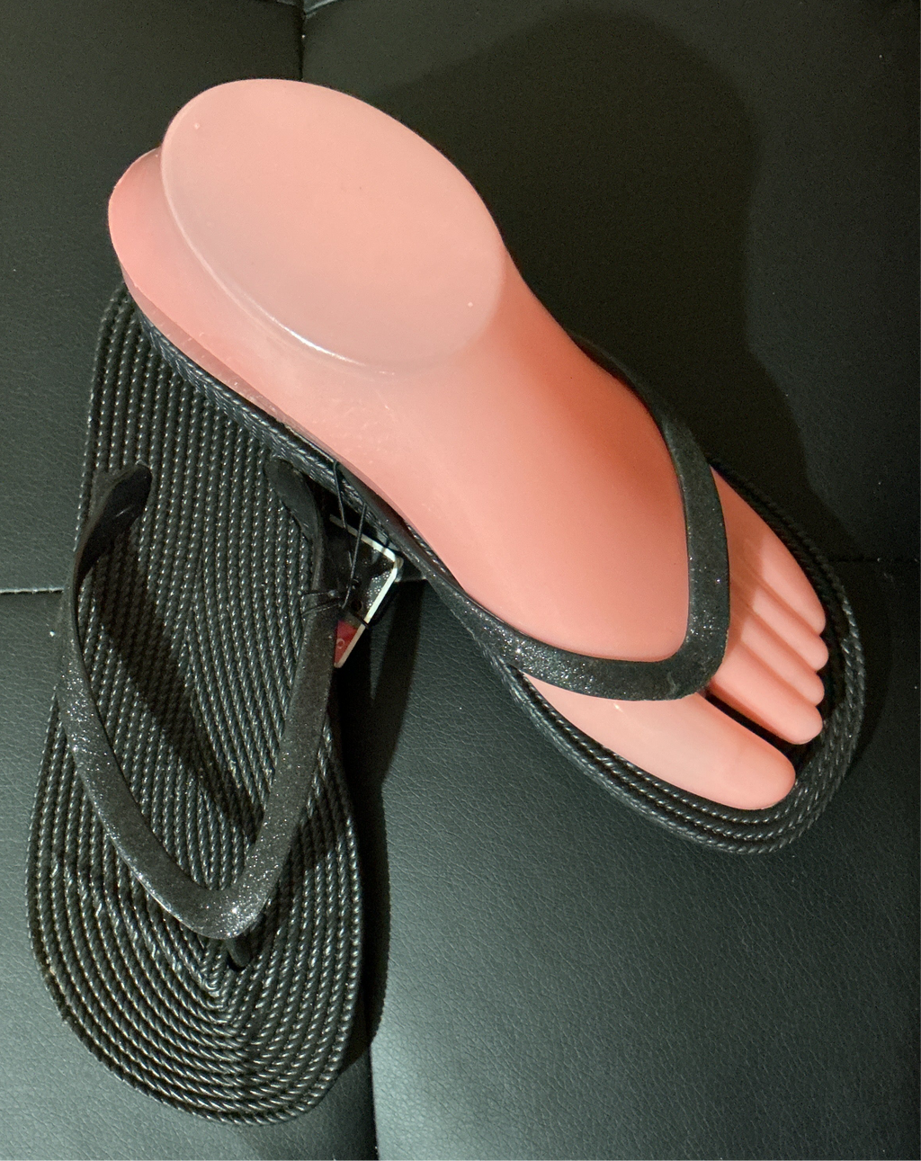Sparkle Black Thong Flip Flops