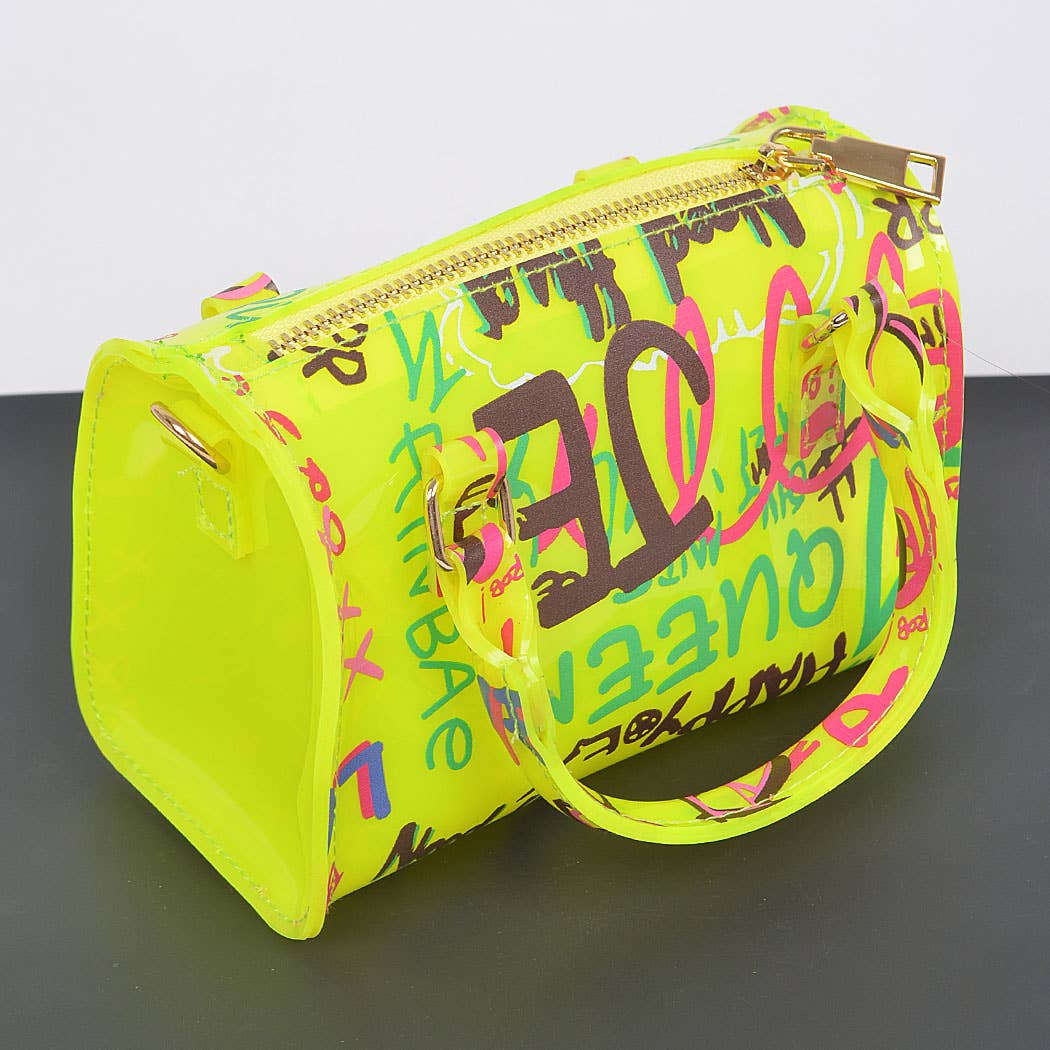 Neon Yellow Graffiti Boston Bag