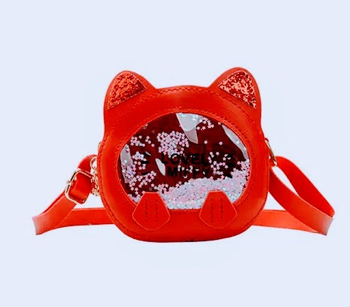 Red Lovely Cat Sparkle Crossbody