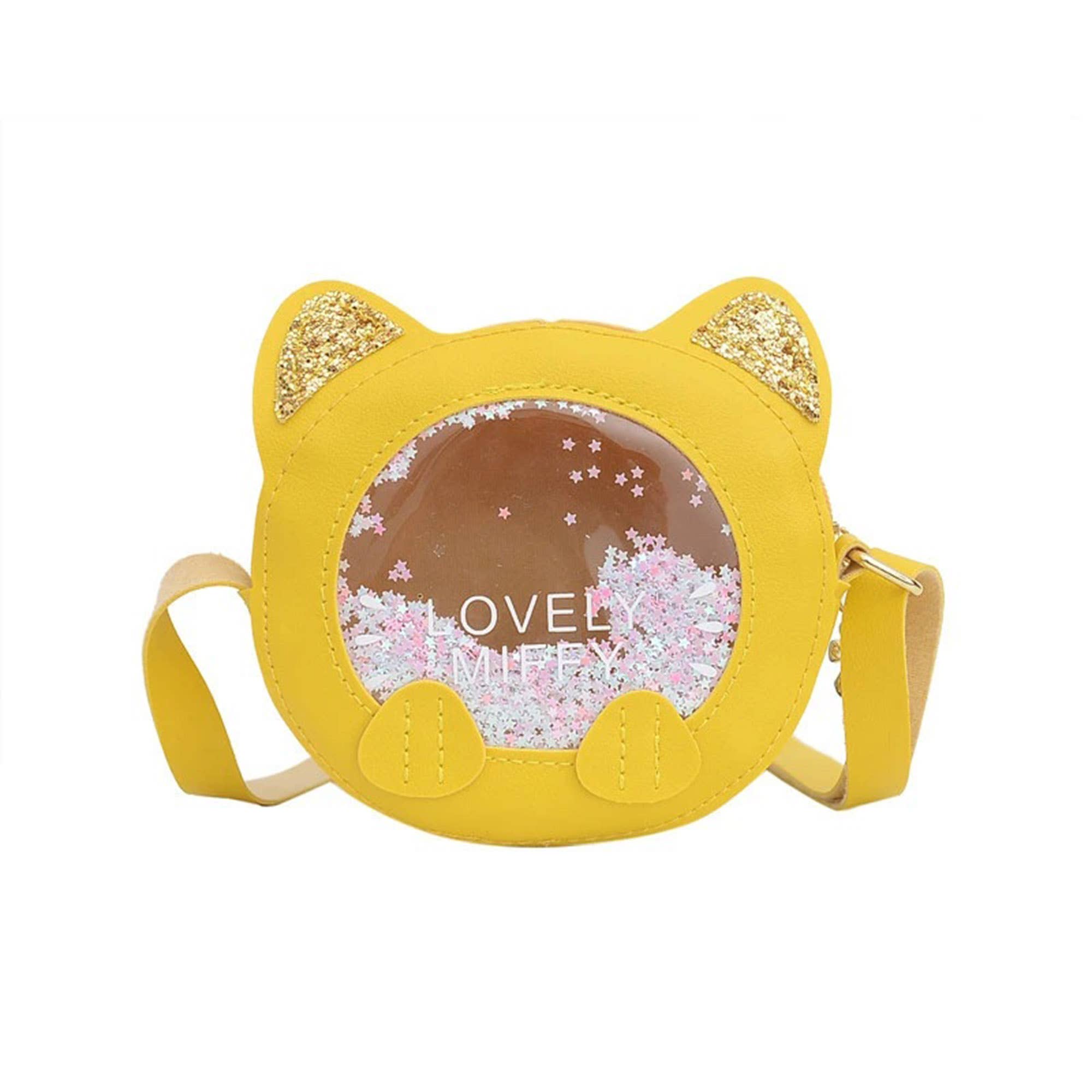 Yellow Lovely Cat Sparkle Crossbody