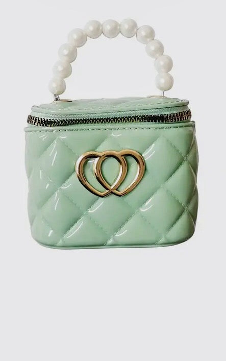 Mint Green Mini Double Heart Jelly Purse