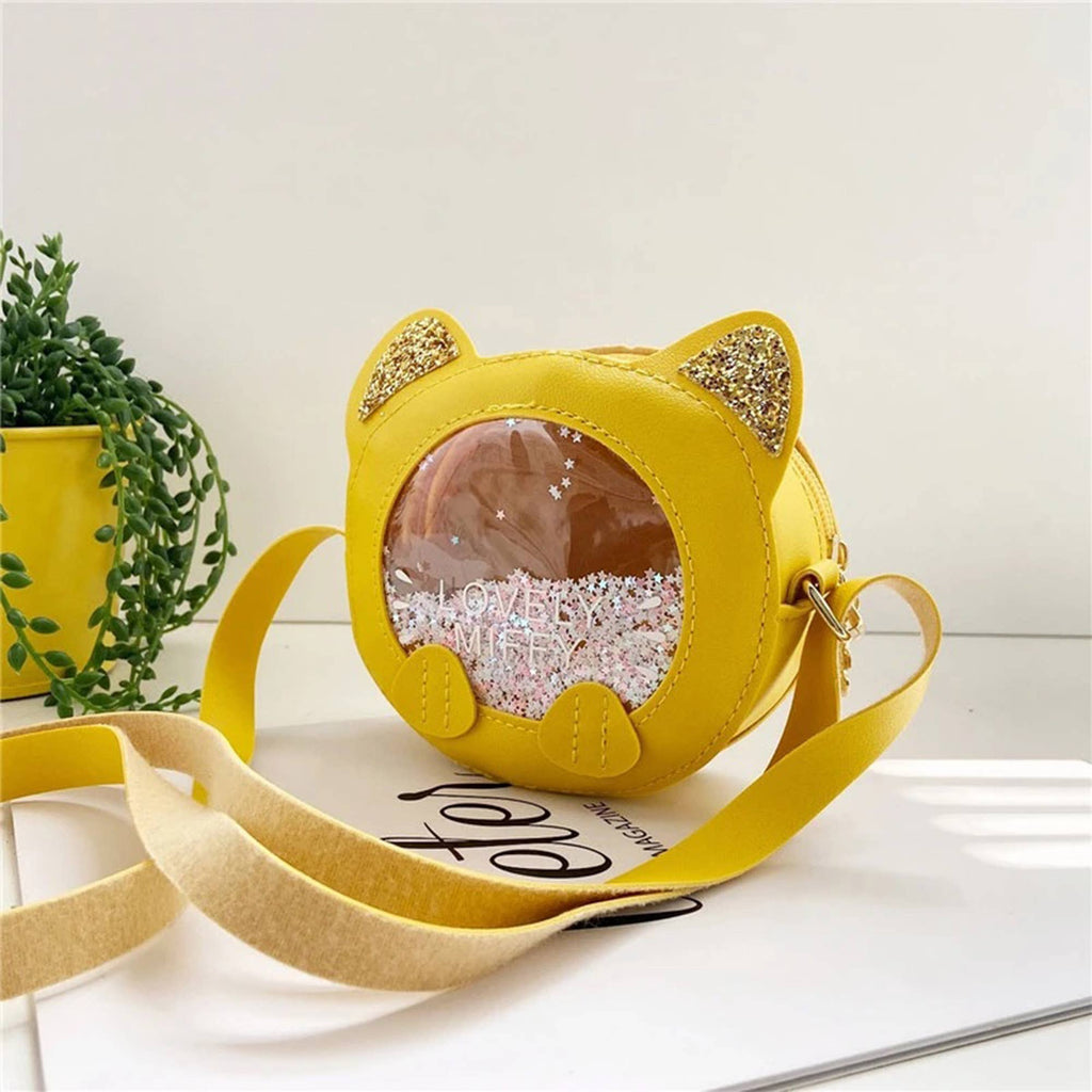 Yellow Lovely Cat Sparkle Crossbody