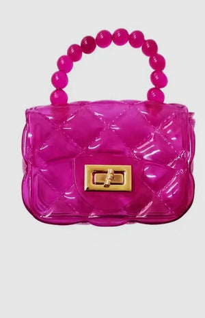 Clear Hot  Pink Quilted Mini Purse