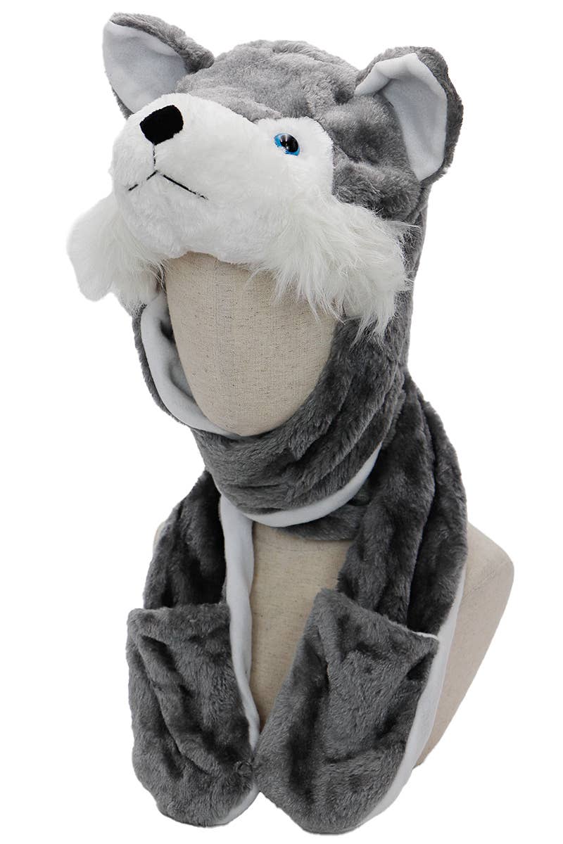 Animal Pals Fuzzy Plush Hat with Long Ear Flaps