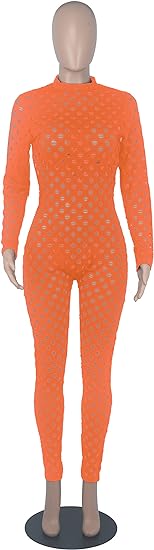 Hollow Out Orange Jumpsuit