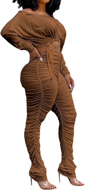 Brown Stacked Leggings Set