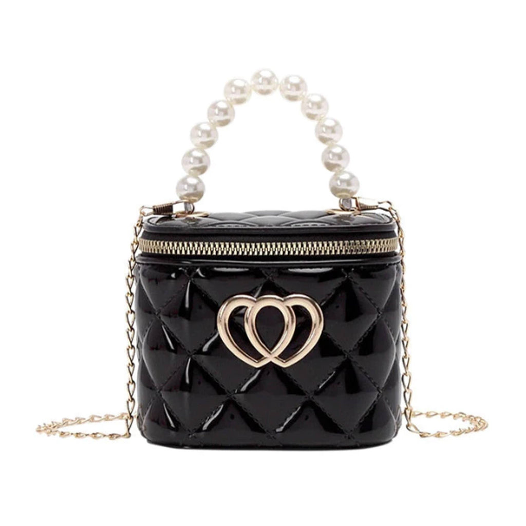 Black Mini Double Heart Jelly Purse