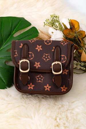 Brown 2 Buckle Wide Strap Crossbody