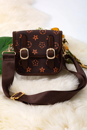 Brown 2 Buckle Wide Strap Crossbody