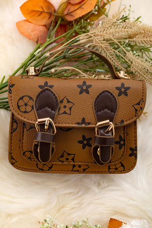 Brown Khaki Star Print Mini Purse