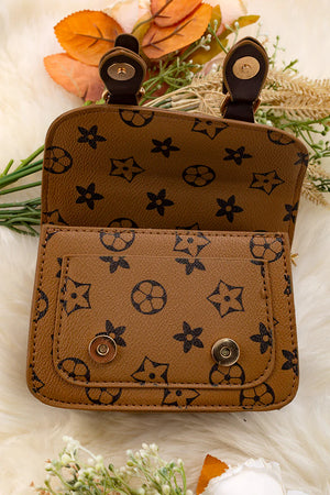 Brown Khaki Star Print Mini Purse