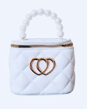 White Mini Double Heart Jelly Purse