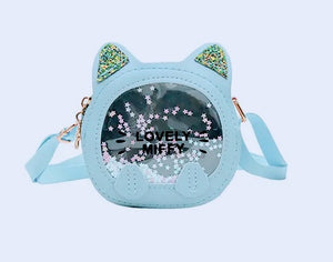 Blue Lovely Cat Sparkle Crossbody