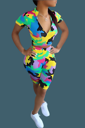 Camo Multi-Colored Biker Set