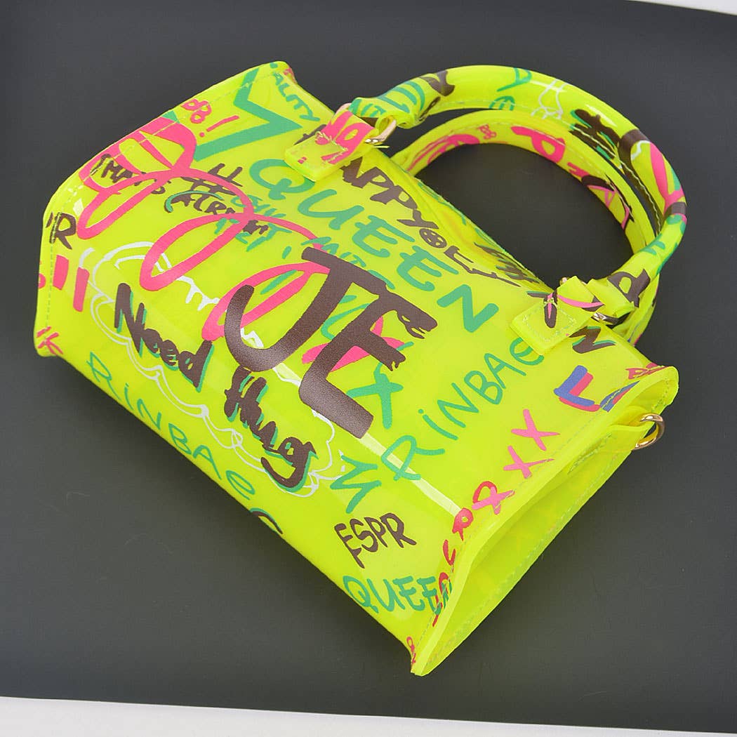 Neon Yellow Graffiti Boston Bag