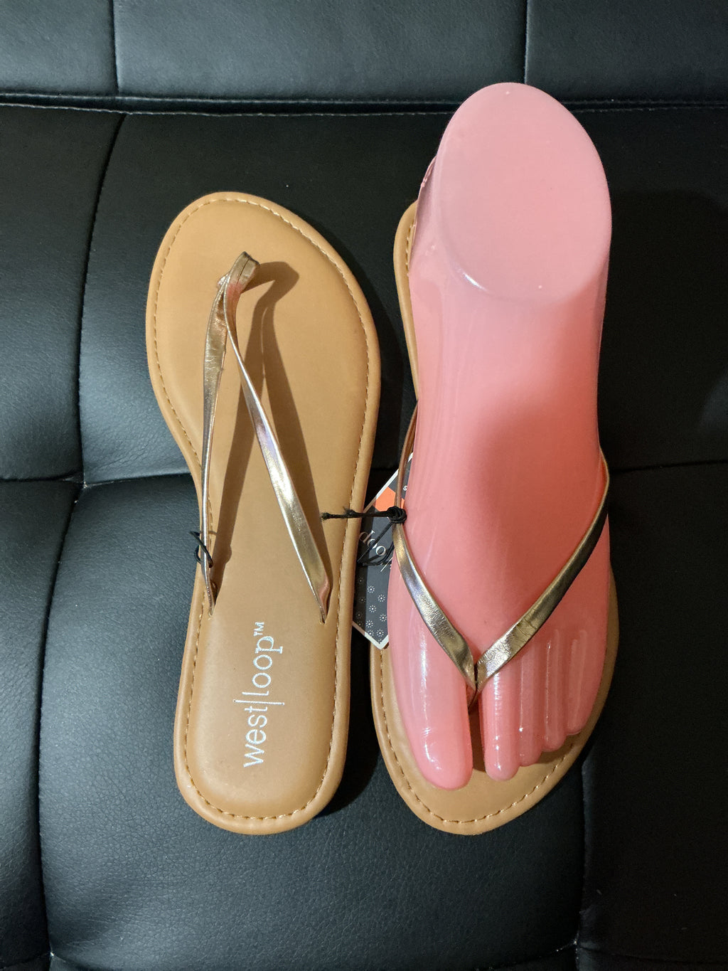 Gold Thong Flip Flops