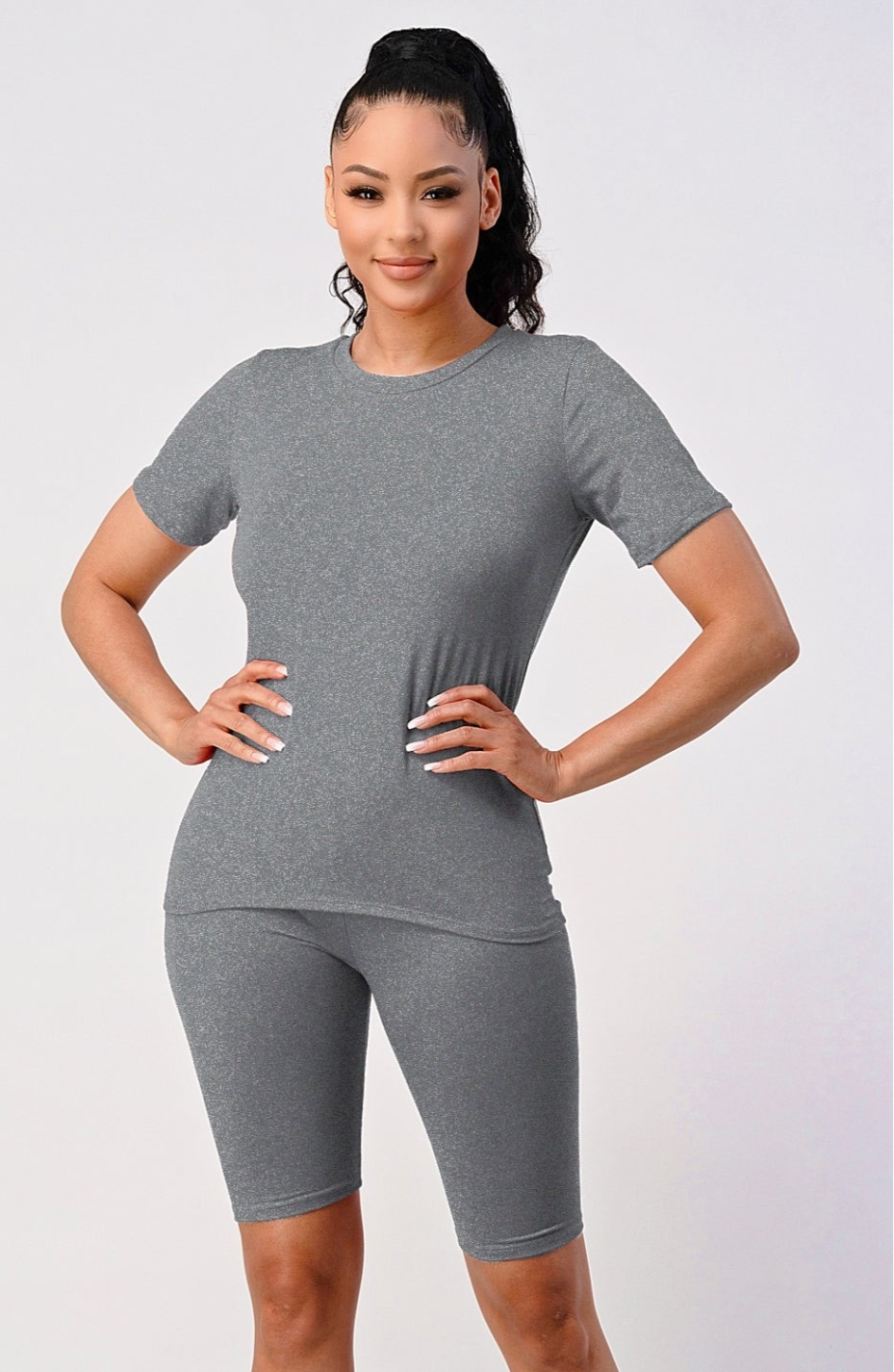 Comfy Grey Biker Short Set