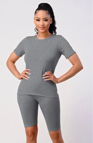 Comfy Grey Biker Short Set