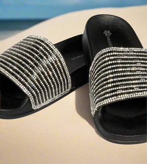 Black Metallic Slides