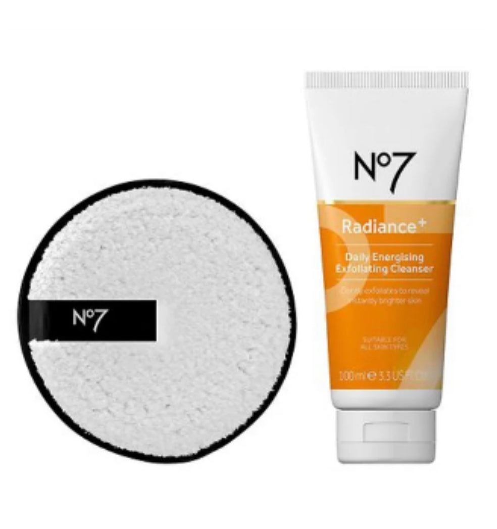 No7 Essential Duo Collection Beauty Gift Set Radiance Exfoliating Cleanser & Pad