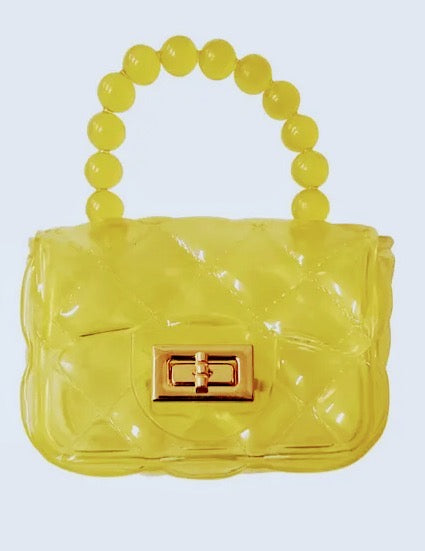 Clear Yellow Quilted Mini Purse