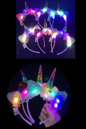 Unicorn Rainbow Sequins LED Light-Up Hairband