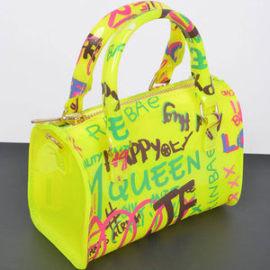 Neon Yellow Graffiti Boston Bag