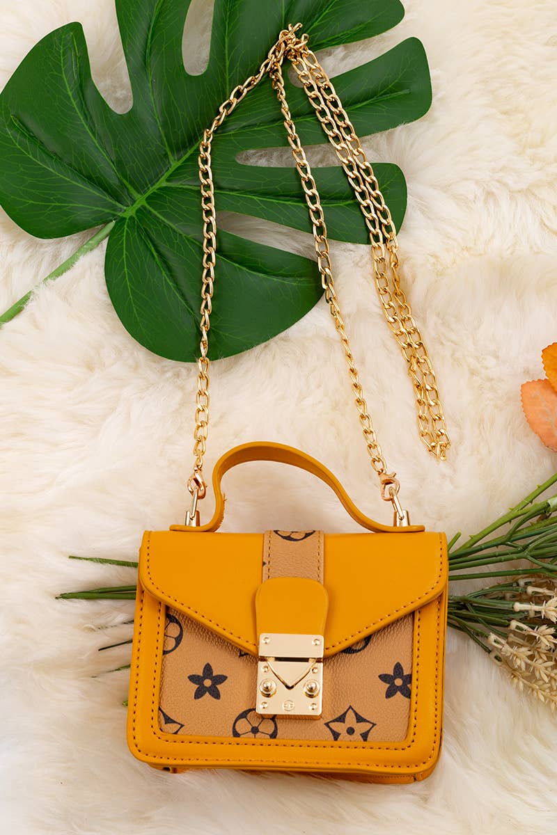 Mustard/Khaki Star Print Mini Purse