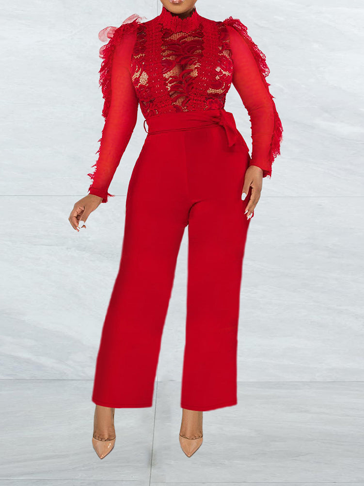 Red Lace Jumpsuit