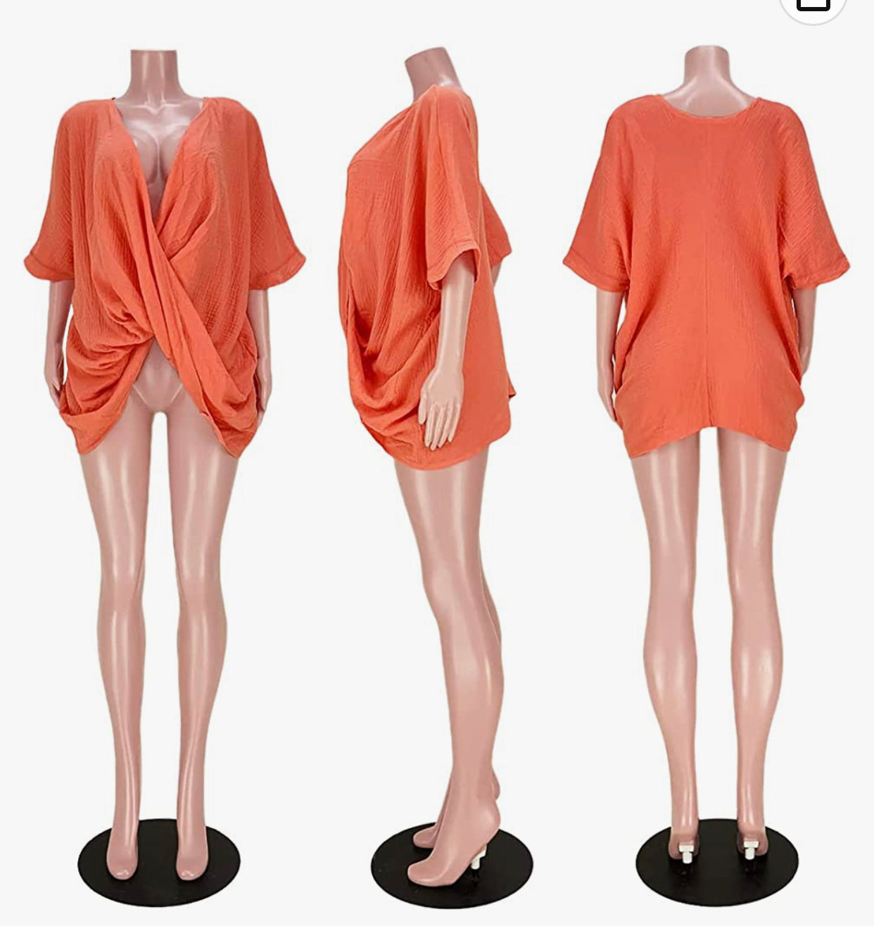 Orange Deep V Twist Blouse