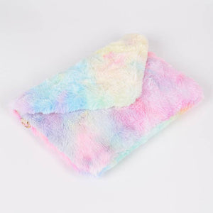 Multi Colored Faux Fur Envelope Clutch