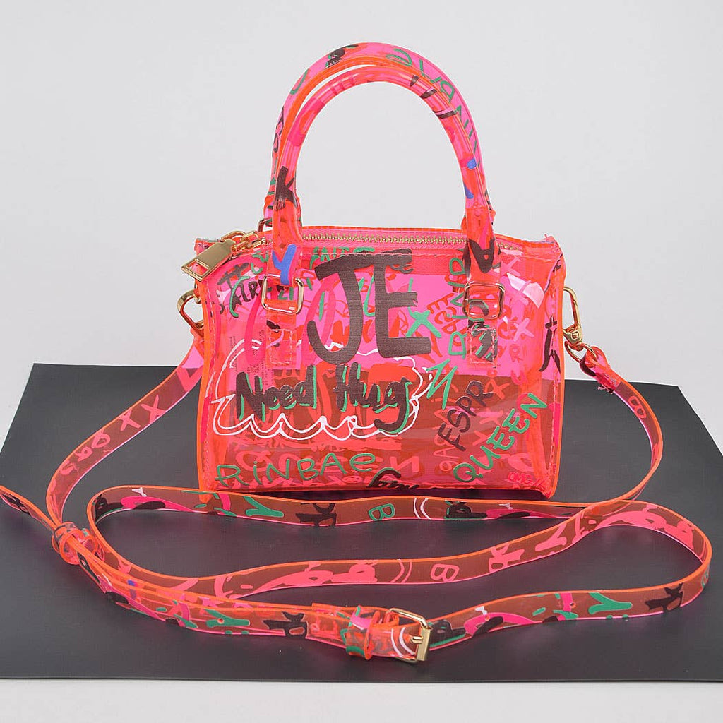 Neon Pink Graffiti Boston Bag