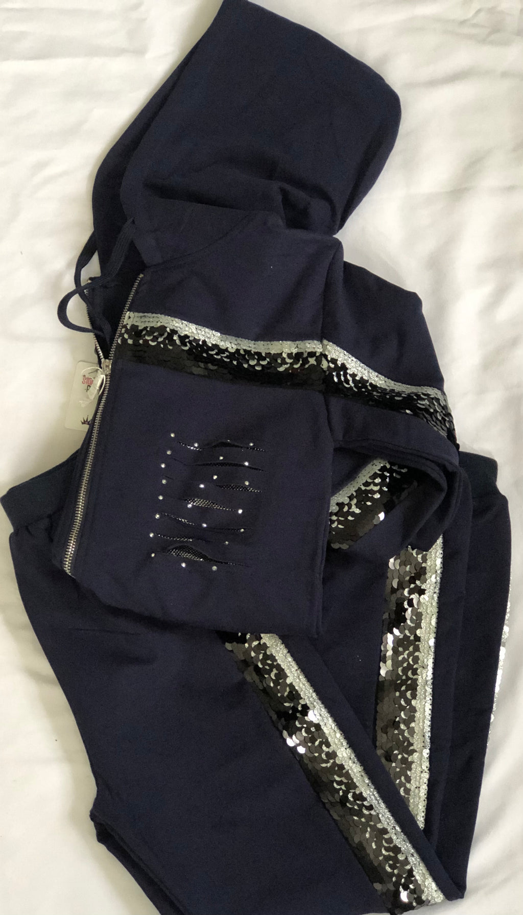 Navy Sequins Track Suit