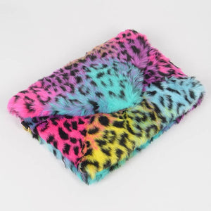 Multi Leo Faux Fur Envelope Clutch