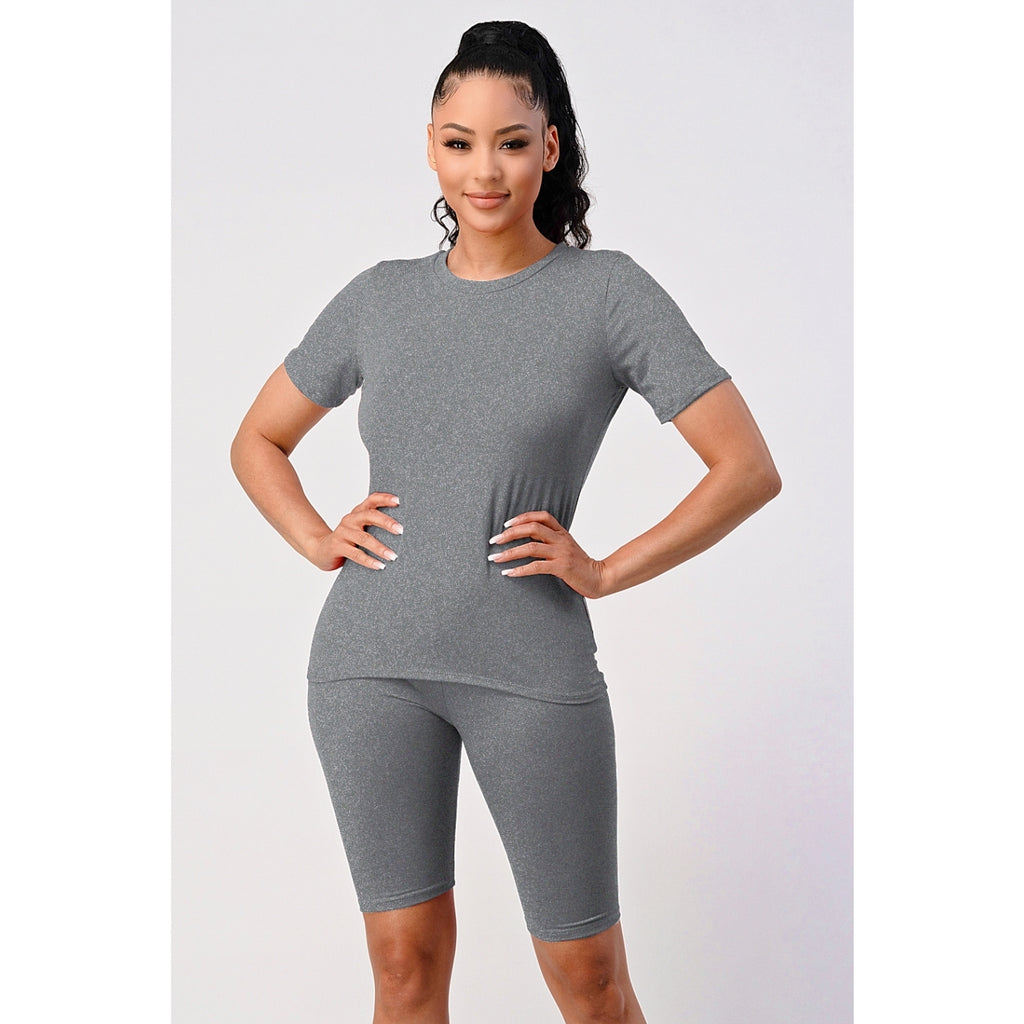 Comfy Grey Biker Short Set