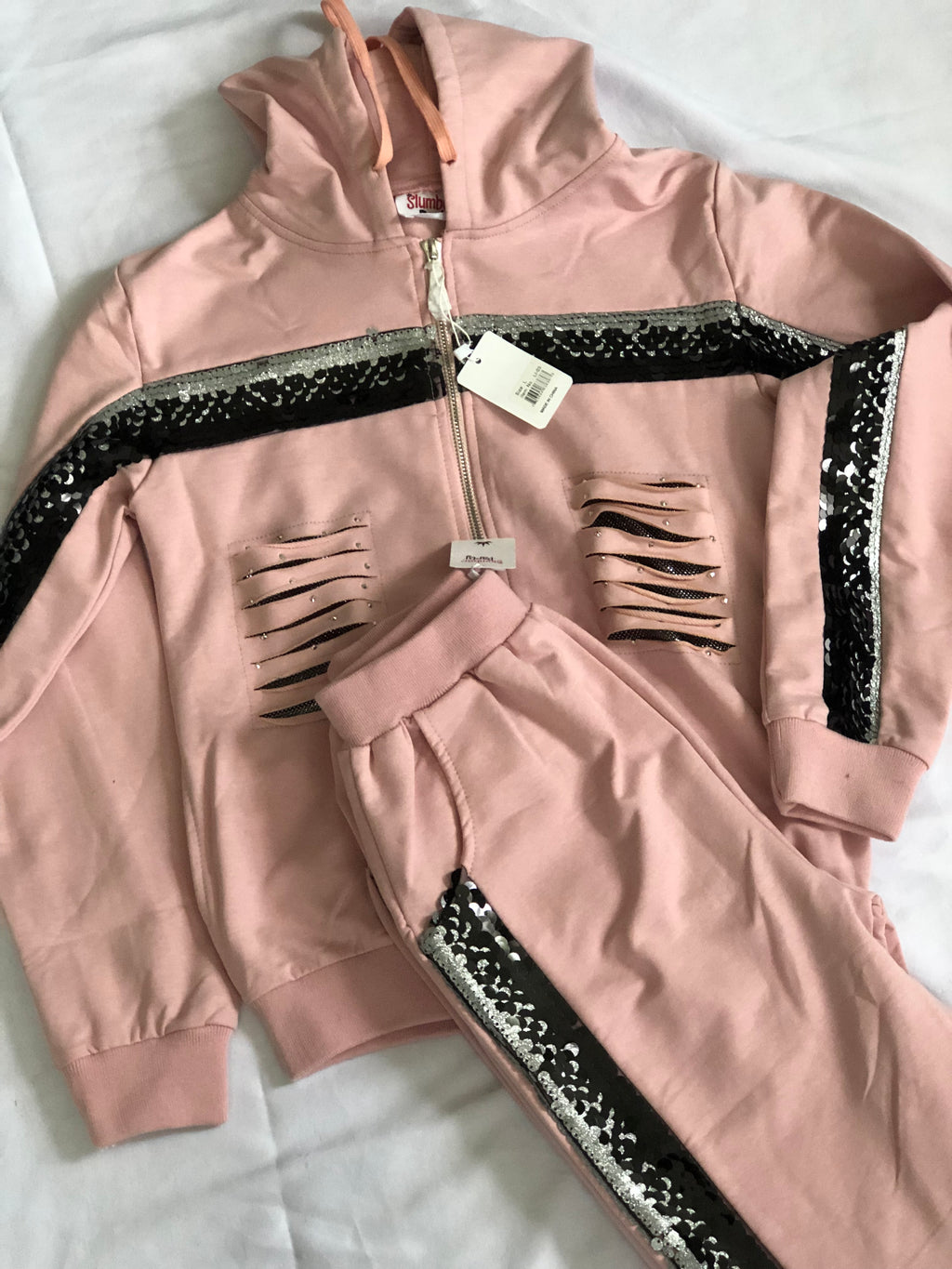 Pink Sequins Track Suits