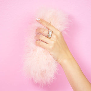 Pink Fancy Furry Boa Feather Clutch