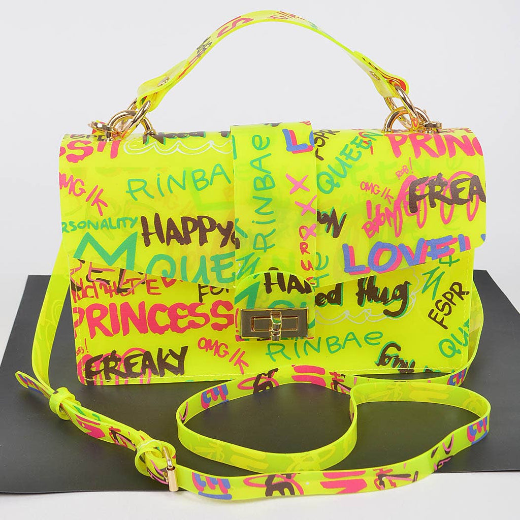 Neon Yellow Graffiti Crossbody