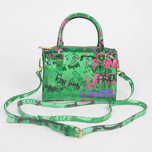 Green Graffiti Boston Bag