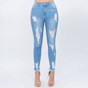 High Waisted Distressed Skinny Jeans