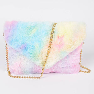 Multi Colored Faux Fur Envelope Clutch