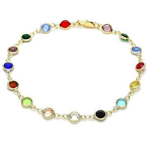 Multi Color Crystal Round Anklet