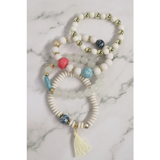 Multiline Beaded Tassel Bracelet