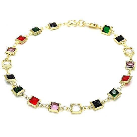 Gold Plated Dark Block Crystal Anklet