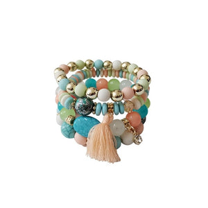 Multiline Beaded Tassel Bracelet