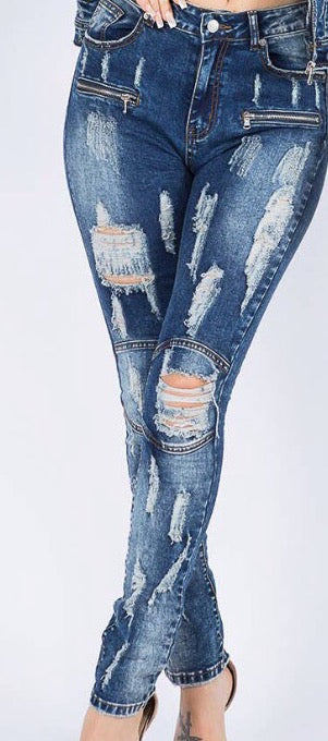 Distressed Denim Jeans