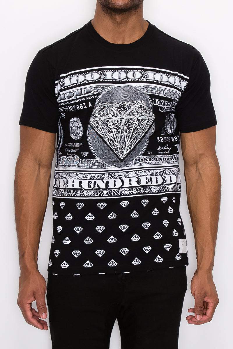 Diamond Print Money Tee-Black