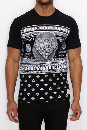 Diamond Print Money Tee-Black