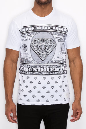 Diamond Print Money Tee-White