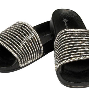 Black Metallic Slides